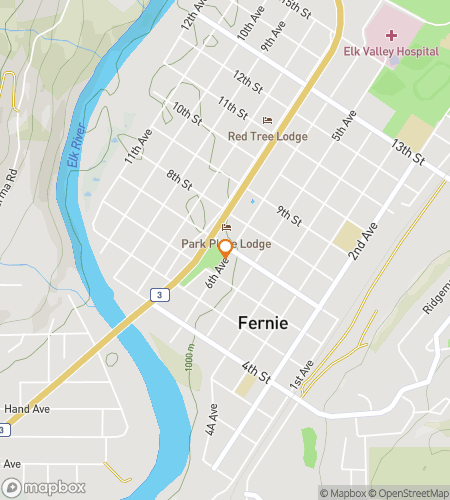 Map of scavenger hunt walking tour for Fernie Scavenger Hunt