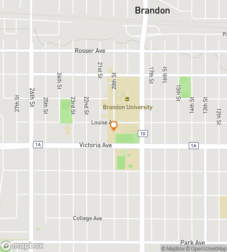 Map of scavenger hunt walking tour for Brandon University Hunt