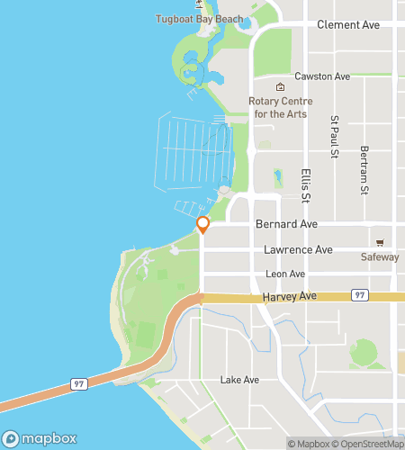 Map of scavenger hunt walking tour for Art By The Lake Kelowna