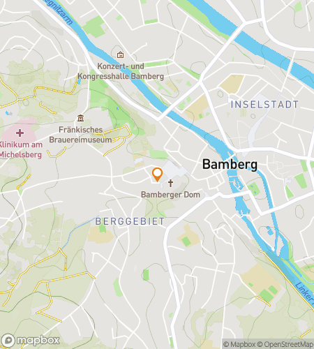 Map of scavenger hunt walking tour for Bridges, Bishops & Bamberg’s Best Kept Secrets