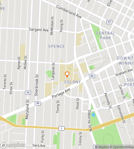 यूनिवर्सिटी ऑफ विनपेग हंट के लिए स्कैवेंजर हंट वॉकिंग टूर का नक्शा