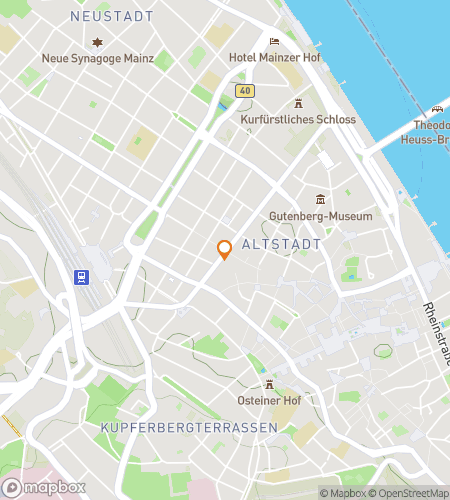 Map of scavenger hunt walking tour for Mainz‘s Magical Mystery Hunt