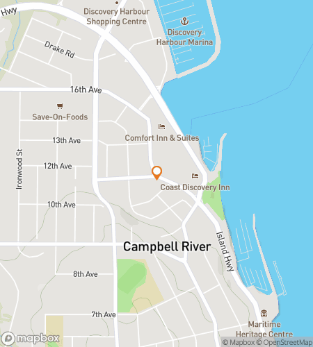 Map of scavenger hunt walking tour for The Campbell River Riddles