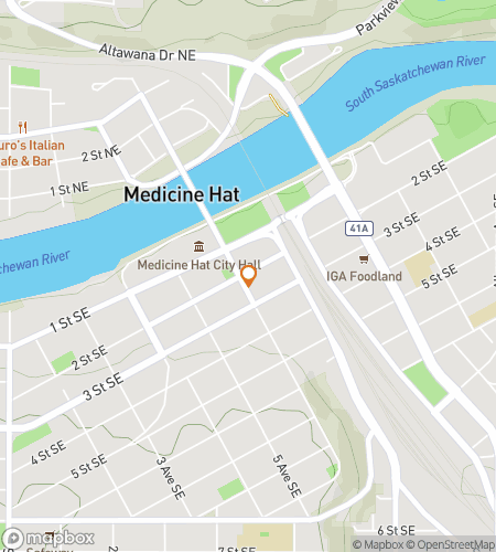 Map of scavenger hunt walking tour for Medicine Hat Madcap Adventure