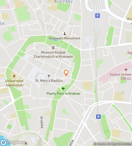 Map of scavenger hunt walking tour for Krakow Bar Hunt