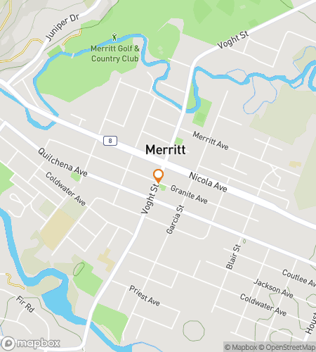 Карта пешеходного тура по охоте за сокровищами для охоты за сокровищами в Мерритт