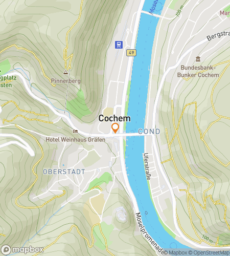 Map of scavenger hunt walking tour for Cochem's Vineyards & Fortress Secrets