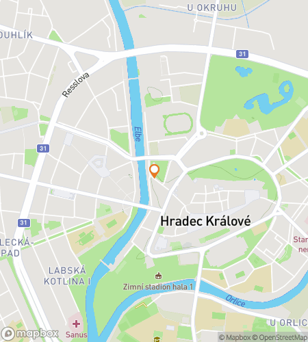 Map of scavenger hunt walking tour for Hidden Hradec Hijinks