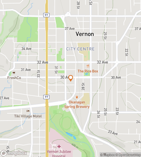 Map of scavenger hunt walking tour for Vernon Ghost Hunt 