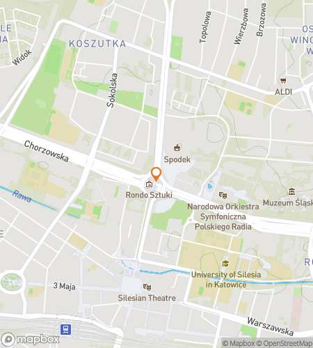 Map of scavenger hunt walking tour for Katowice Kaleidoscope Hunt