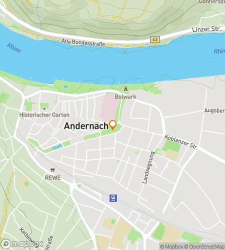 Map of scavenger hunt walking tour for  Andernach scavenger hunt