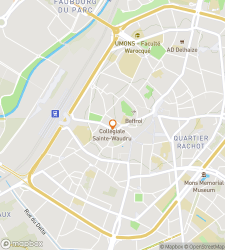 Mapa spacerowej trasy polowania na złodzieja ślubnego dla Kamieni i Opowieści: Polowanie w Mons