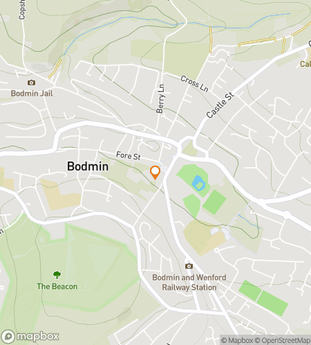 Kort over scavenger hunt vandretur for Bodmin: The Bold and the Curious