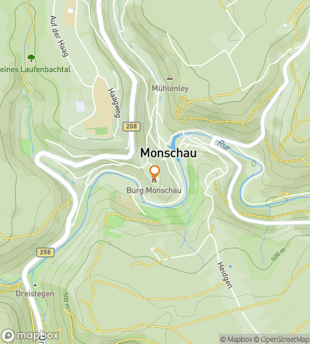 Map of scavenger hunt walking tour for Cobblestones & Castles: The Monschau Hunt