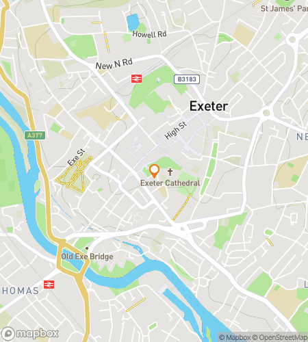 Térkép a kincsvadászat séta túrához Exeter bájos utcáin