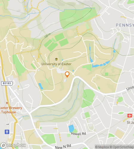 Map of scavenger hunt walking tour for Exeter University Crawl