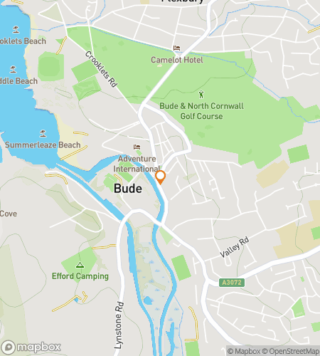 Map of scavenger hunt walking tour for Bude Castle Clue Quest