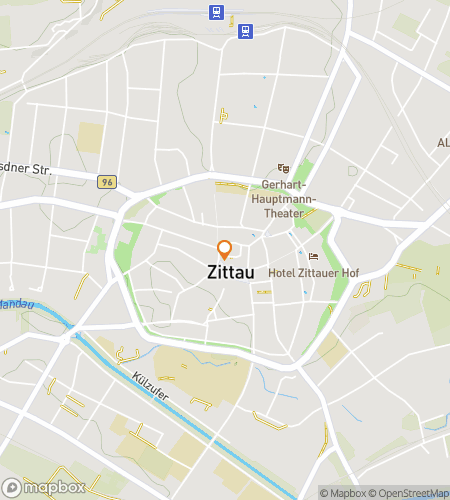 Map of scavenger hunt walking tour for Zittau Landmarks & Legends Quest