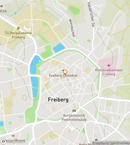 Map of scavenger hunt walking tour for Clue Ore Clue: Digging into Freiberg’s Secrets