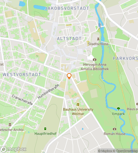 Map of scavenger hunt walking tour for Goethe It On!: A Literary Hunt Through Weimar’s Wonders