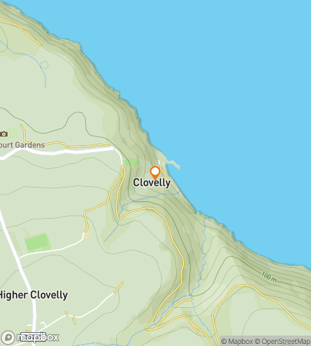 Map of scavenger hunt walking tour for Waves, Walls & Hidden Wonders of Clovelly