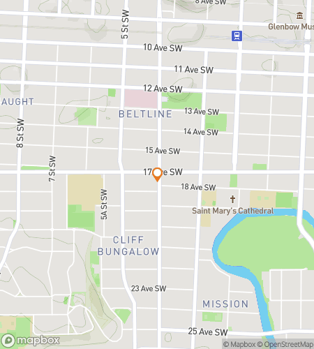 Map of scavenger hunt walking tour for Cruisin Calgary