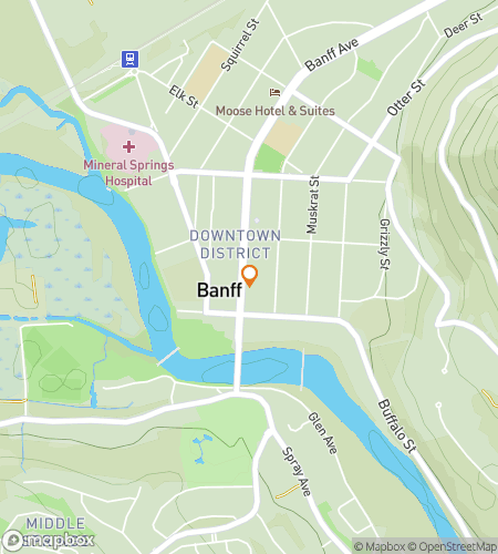 Map of scavenger hunt walking tour for Banff Alberta Bar Hunt