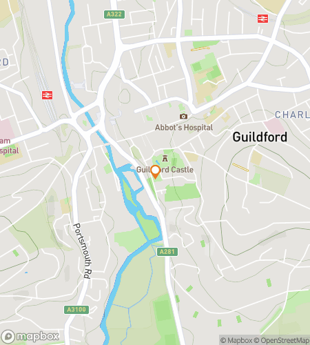 Map of scavenger hunt walking tour for Guildford’s Greatest Game: Streets of Secrets