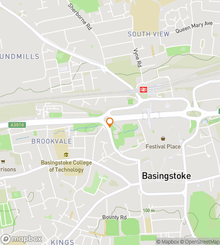 Map of scavenger hunt walking tour for Rails, Ruins & Revolutions: The Basingstoke Hunt