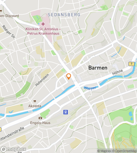 Map of scavenger hunt walking tour for Bricks, Brushes & Balance: The Wuppertal Hunt