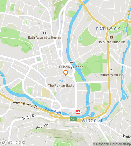 Map of scavenger hunt walking tour for Roman Baths to Abbey Roofs