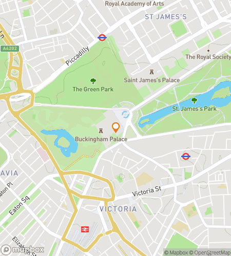 Map of scavenger hunt walking tour for Around Buckingham Palace Scavenger Hunt