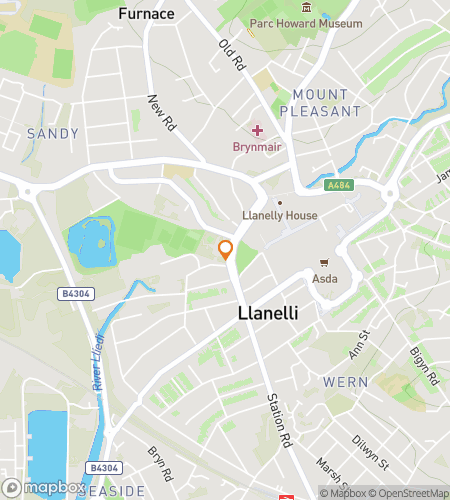 Hartă a turului pe jos pentru vânătoarea de comori Llanelli Lootin‘ Larks