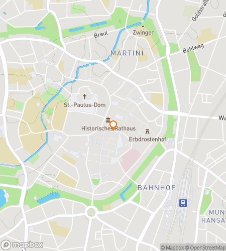 Kaart van de speurtocht wandelroute voor M&uuml;nster&colon; Vrede&comma; Paden & Puzzels