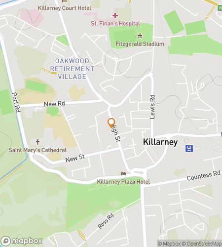 Map of scavenger hunt walking tour for Killarney Bar Crawl