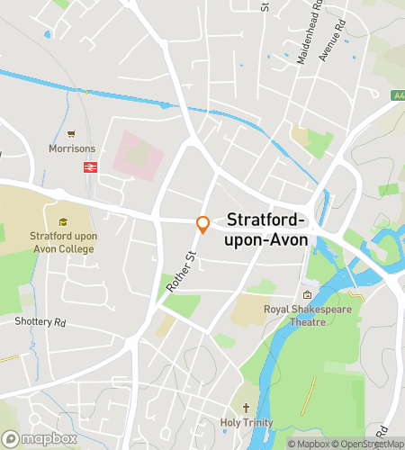 Karta &ouml;ver skattjakts vandringstur f&ouml;r Stratford-upon-Avon District Theatrical Footsteps Expedition