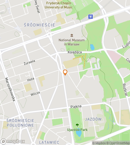 Map of scavenger hunt walking tour for Warsaw Whimsical Hunt