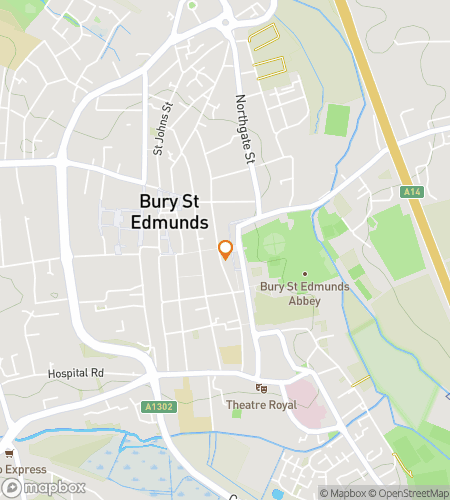 Map of scavenger hunt walking tour for Bury St Edmunds Abbey Trail