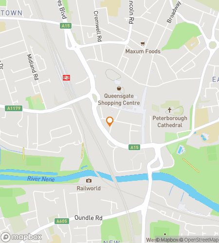 Map of scavenger hunt walking tour for Cathedrals, Clocks & Cobblestones: The Peterborough Hunt