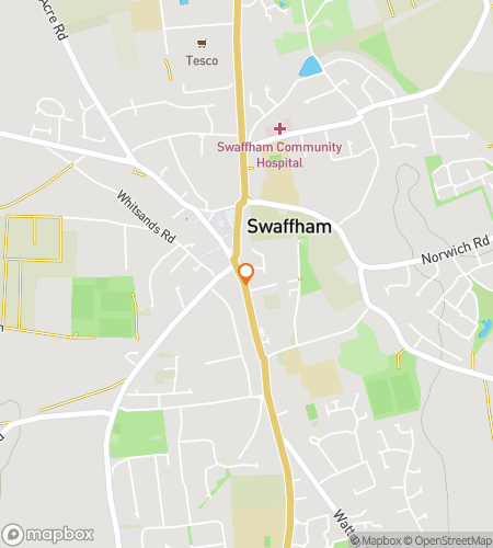 Map of scavenger hunt walking tour for The Swaffham Story Trail