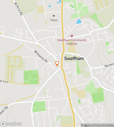 Map of scavenger hunt walking tour for The Swaffham Story Trail