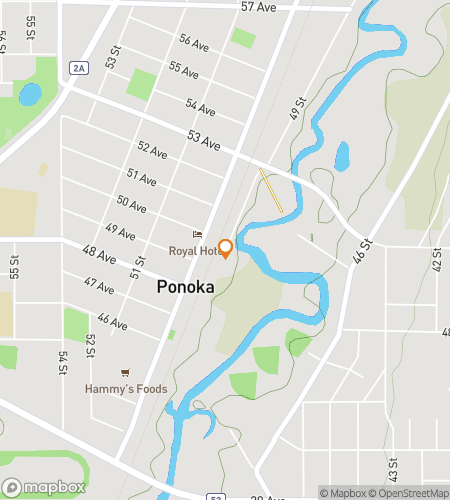 Map of scavenger hunt walking tour for Ponoka‘s Playful Pursuit