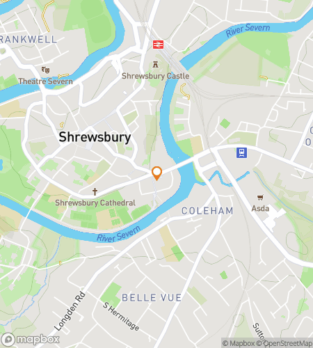 Map of scavenger hunt walking tour for Shrewsbury Ghost Hunt