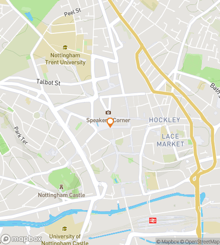 Map of scavenger hunt walking tour for Ye Olde Nottingham Adventure