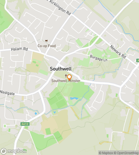 Map of scavenger hunt walking tour for Cathedral to Countryside: The Southwell Hunt