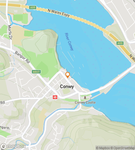 Mapa del recorrido a pie de búsqueda del tesoro para Conwy Castle Caper Quest