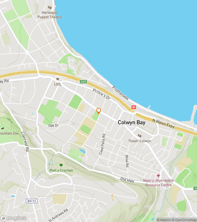 콜윈 베이(Colwyn Bay)의 '다운타운 딜라이트 헌트(Downtown Delight Hunt)' 스캐빈저 헌트 워킹 투어 지도