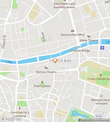 Map of scavenger hunt walking tour for Dublin Leinster Bar Hunt