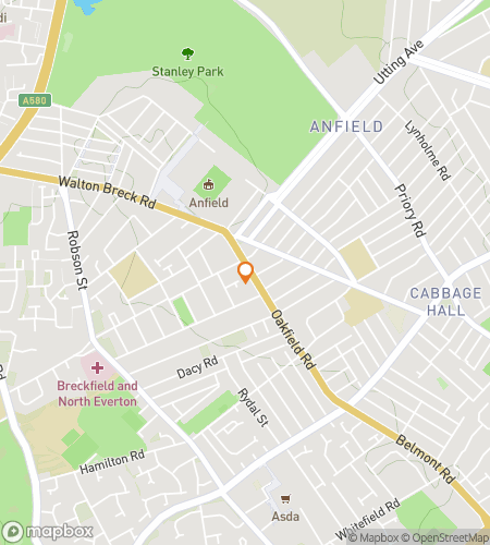 Map of scavenger hunt walking tour for Anfield Antics Adventure