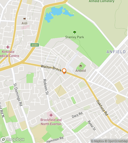 Map of scavenger hunt walking tour for Anfield Antics Adventure
